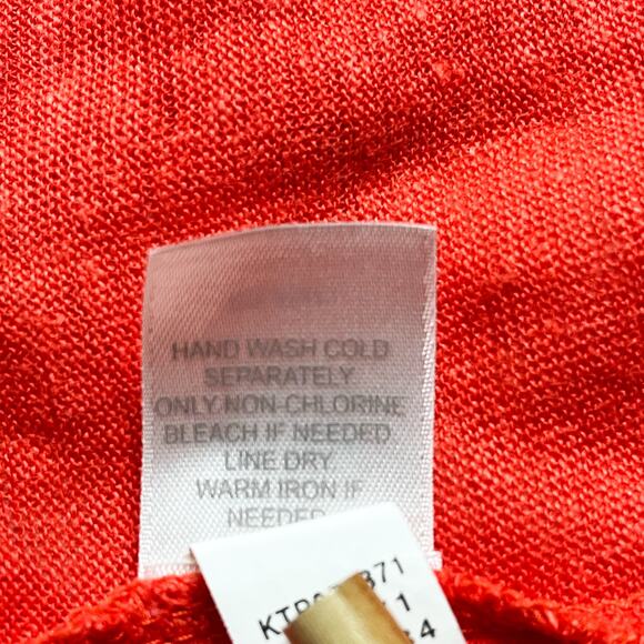 J Jill Love Linen 100% Linen‎ Open Front Lightweight Cardigan Sz M Coral - Picture 7 of 9